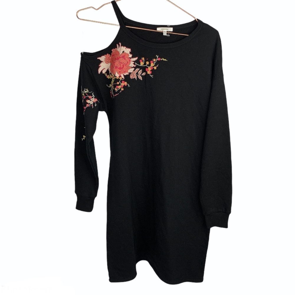 Cold Shoulder Embroidered Sweatshirt Dress View 3